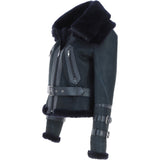 Womens Aviator Shearling Leather Jacket Ombre Blue: KB-451 DC