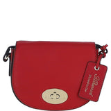 Real Leather Saddle Crossbody Bag Red: 63753