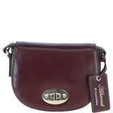 Real Leather Saddle Crossbody Bag Burgundy: 63753