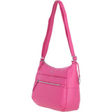 Leather Shoulder Bag with Zip & Magnetic Pocket Hot Pink: Meath