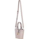 Leather Shoulder Bag with Detachable Crossbody Strap Beige: 64739