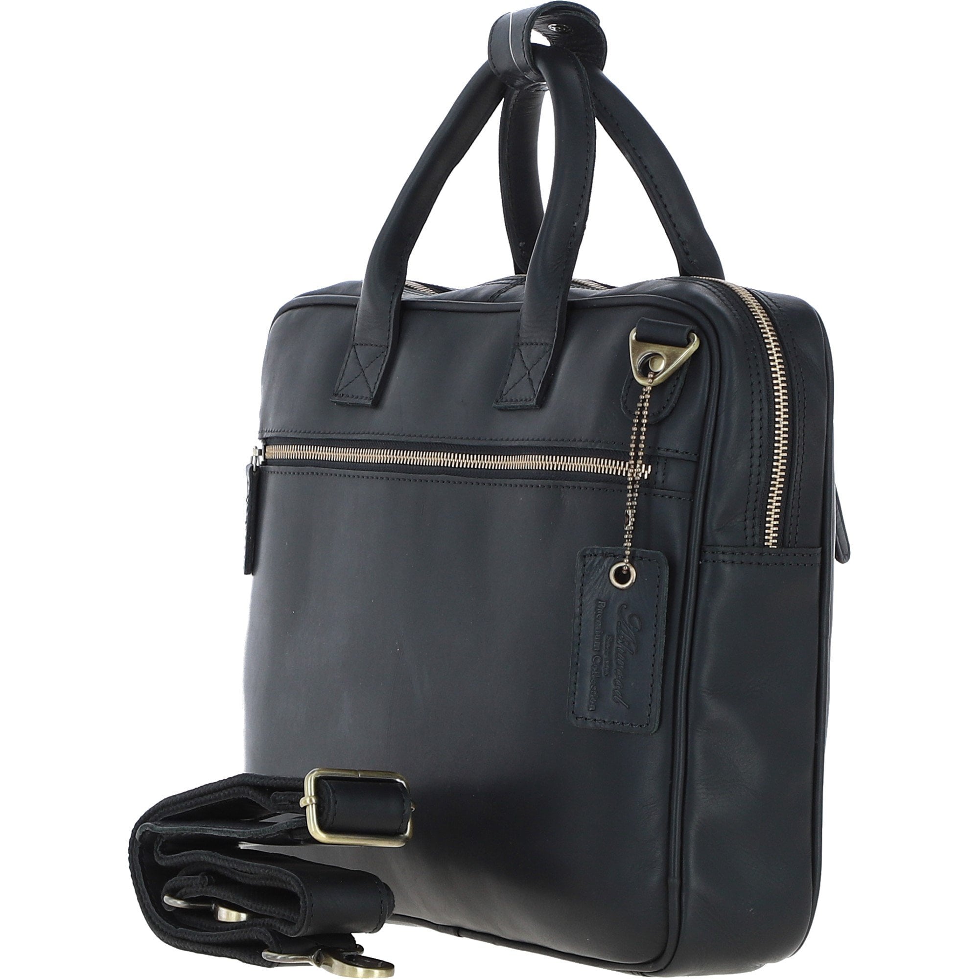 Medium Luxury Leather Ipad Work Bag Black: K-46