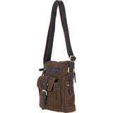 Fenland Canvas & Leather Crossbody Bag Brandy/green: FEN-752