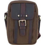 Fenland Canvas & Leather body Bag Brandy/Green: FEN-750