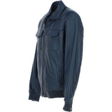 Real Leather Bomber Jacket With Brando Collar Navy: Prime Bomber