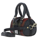 Ashwood Leather & Harris Tweed® Cloth X-Small Barrel Bag Black/Green/Red: TW-60-07-BR
