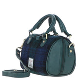 Ashwood Leather & Harris Tweed® Cloth Small Barrel Bag Green/Watch: TW-61-18-GW