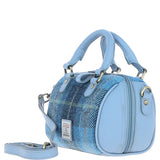 Ashwood Leather & Harris Tweed® Cloth Small Barrel Bag Baby-blue/Blue: TW-61-19-BB