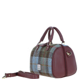 Ashwood Leather & Harris Tweed® Cloth Medium Barrel Bag Wine/Mcload: TW-62-17-WM