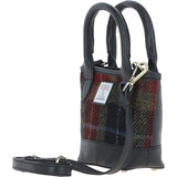Ashwood Leather & Harris Tweed® Cloth Small Grab Bag Black/Green/Red: TW-63-07-BR
