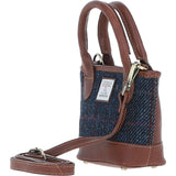 Ashwood Leather & Harris Tweed® Cloth Small Grab Bag Tan/Navy: TW-63-11-TN