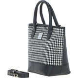 Ashwood Leather & Harris Tweed® Cloth Large Grab Bag Black/White: TW-64-12-BW