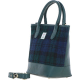 Ashwood Leather & Harris Tweed® Cloth Large Grab Bag Green/Watch: TW-64-18-GW