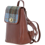 Ashwood Leather & Harris Tweed® Cloth Compact Backpack Tan/Mcload: TW-65-02-TM