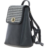 Ashwood Leather & Harris Tweed® Cloth Compact Backpack Black/White: TW-65-12-BW