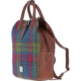 Ashwood Leather & Harris Tweed® Cloth Multi-Pocket Backpack Tan/Purple: TW-66-13-TP