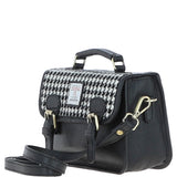 Ashwood Leather & Harris Tweed® Cloth Small Satchel Bag Black/White: TW-67-12-BW