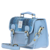 Ashwood Leather & Harris Tweed® Cloth Small Satchel Bag Baby-blue/Blue: TW-67-19-BB