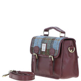 Ashwood Leather & Harris Tweed® Cloth Satchel Bag Wine/Mcload: TW-68-17-WM