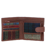 Ashwood Leather & Harris Tweed® Cloth Bi-Fold Wallet Tan/Mix: TW-80-21-TM