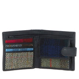 Ashwood Leather & Harris Tweed® Cloth Bi-Fold Wallet Black/Mix: TW-80-23-BM