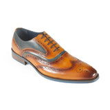 Azor Men's Two Tone Leather Brogue's Tan/Navy: LC WEBSTER