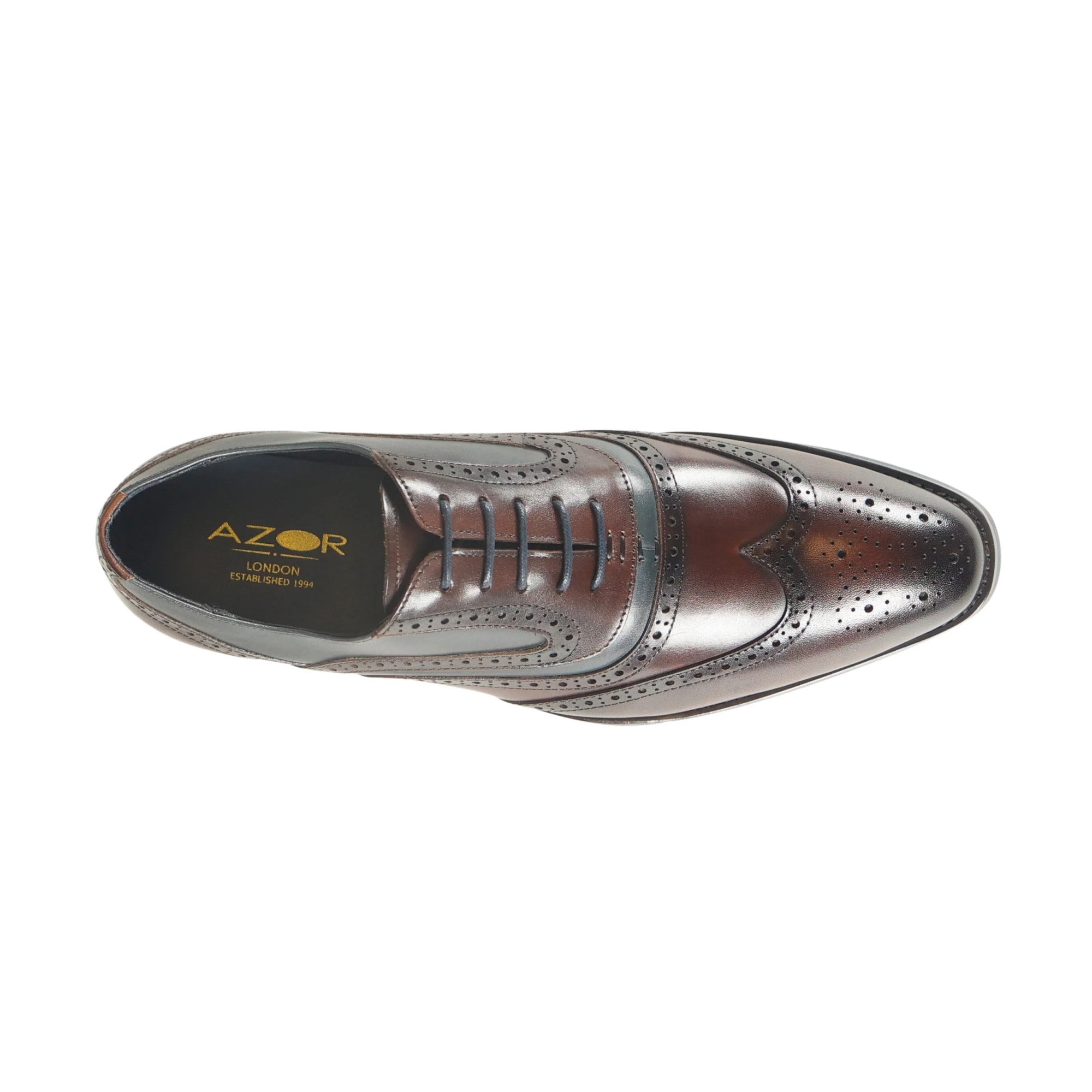Azor Men's Two Tone Leather Brogue's Brown/Navy: LC WEBSTER