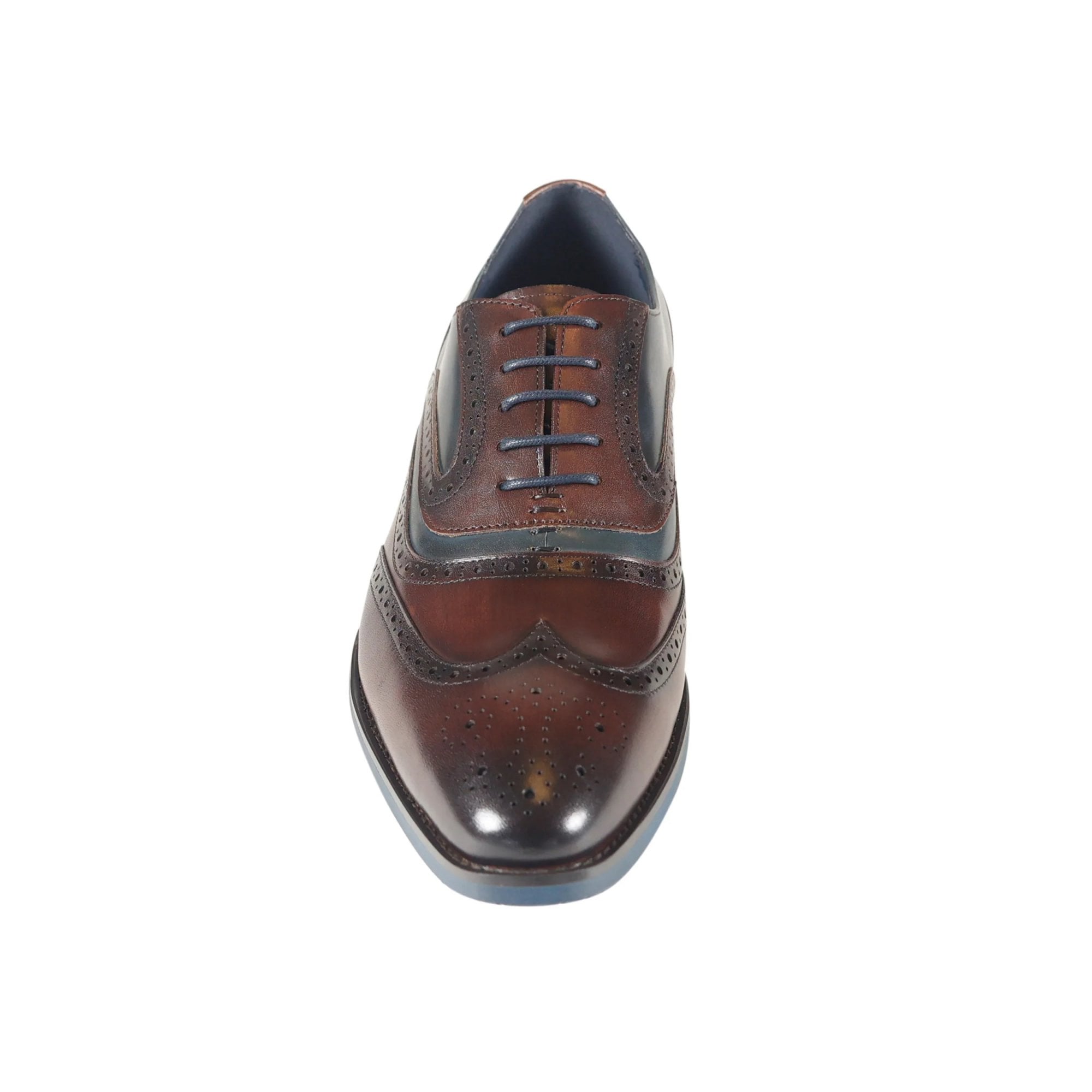 Azor Men's Two Tone Leather Brogue's Brown/Navy: LC WEBSTER