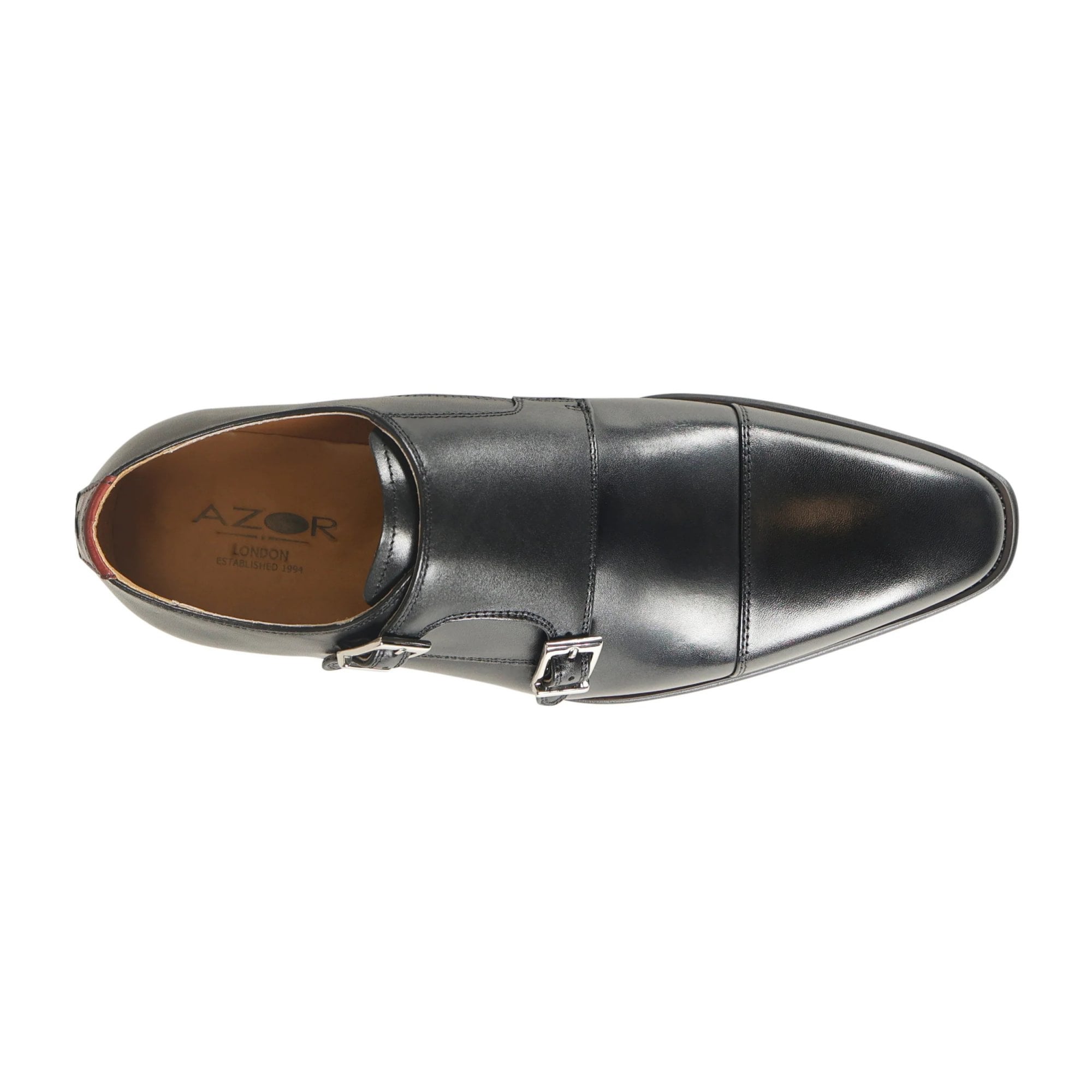 Azor Men's Monk Strap Shoes Black: LC LOMBARDY