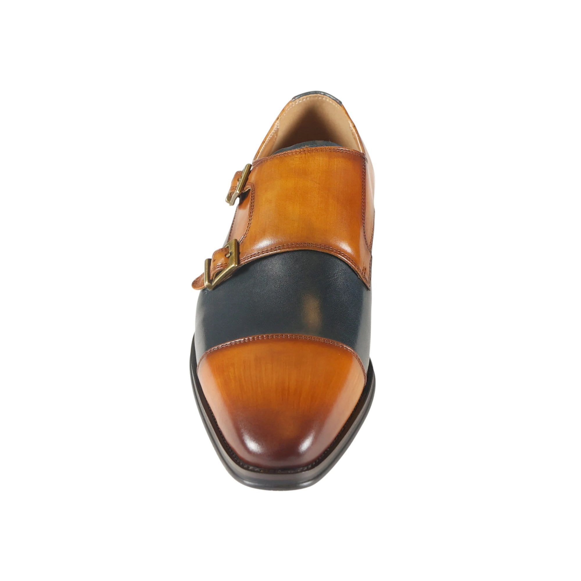 Azor Men's Monk Strap Shoes Tan/Navy: LC LOMBARDY