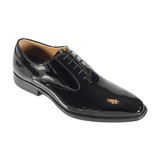Azor Men's Shiny Leather Oxford Shoe Black Patent: LC RICARDO