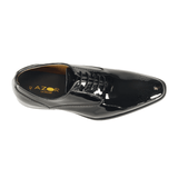 Azor Men's Shiny Leather Oxford Shoe Black Patent: LC RICARDO