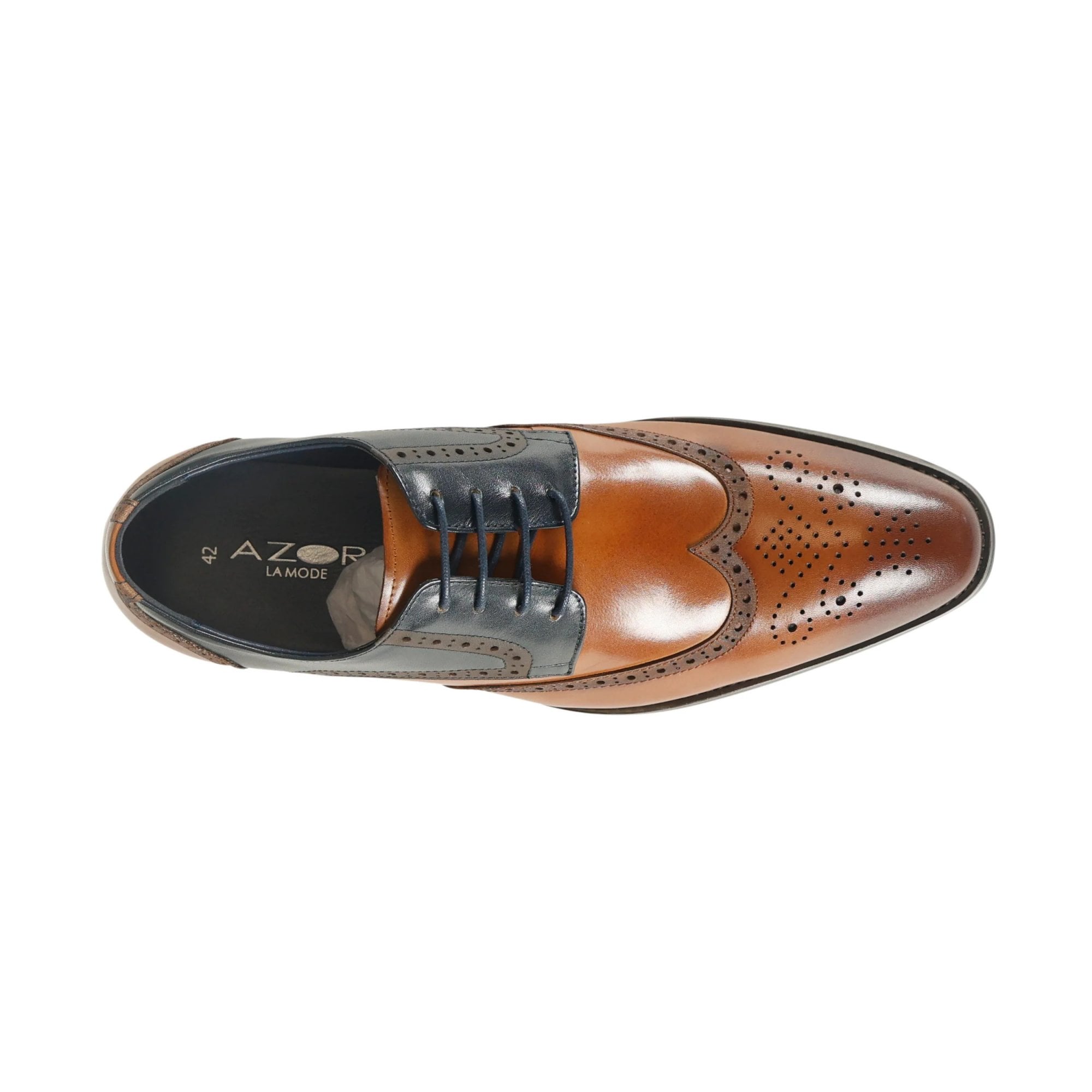 Azor Classic Men's Two Tone Brogue Shoe Tan/Navy: LC MISSORI