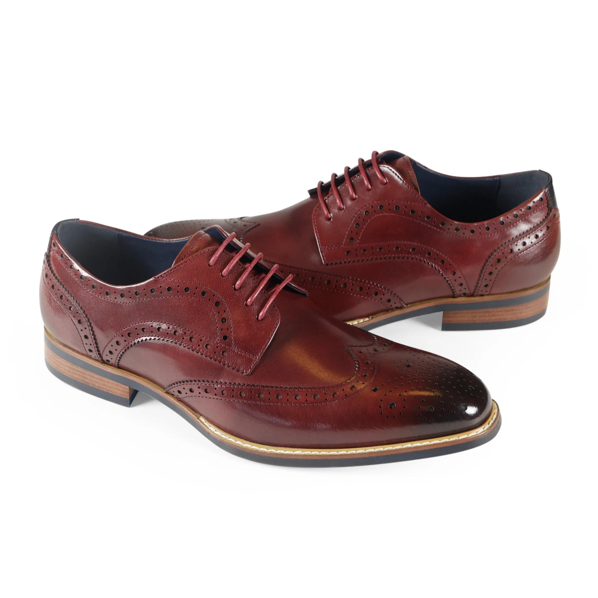 Azor Men's Classic Wingtip Shoe Burgundy: LC VENEZIA