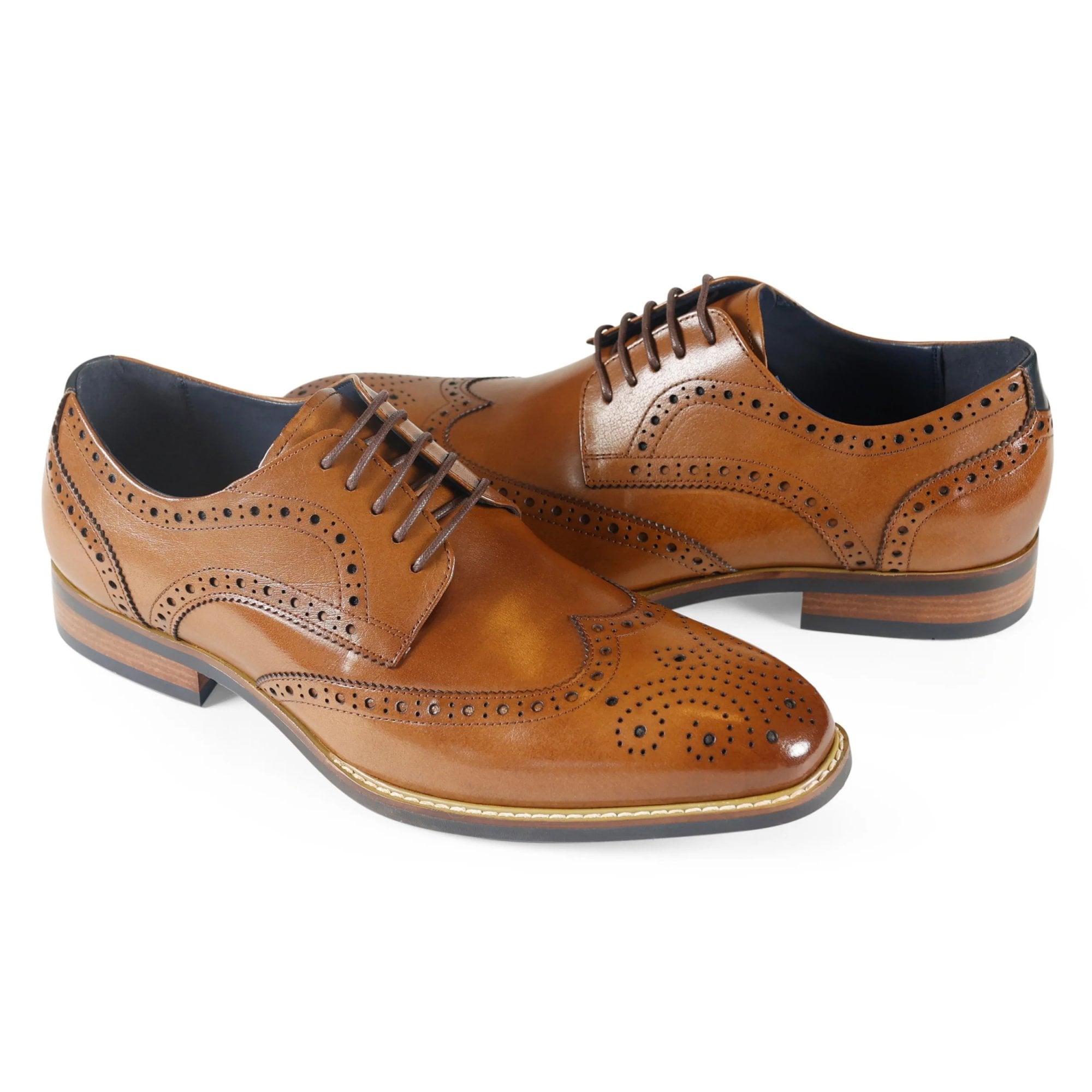 Azor Men's Classic Wingtip Shoe Tan: LC VENEZIA
