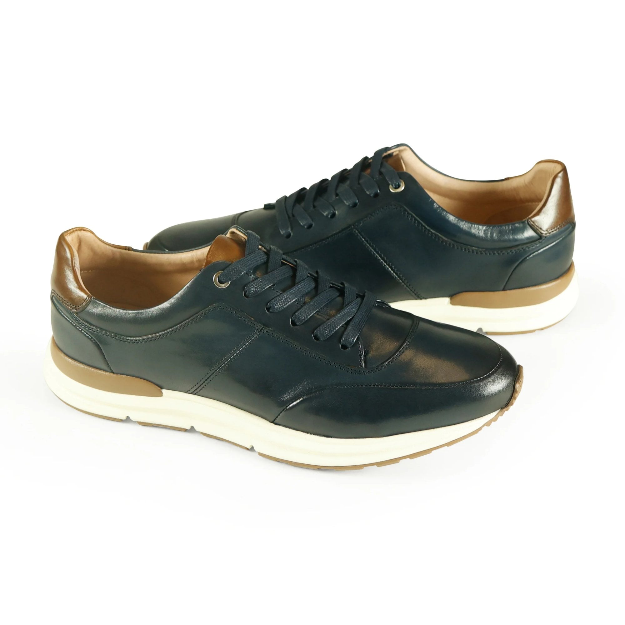Azor Men's Premium Leather Trainer Navy: LC CALABRIA