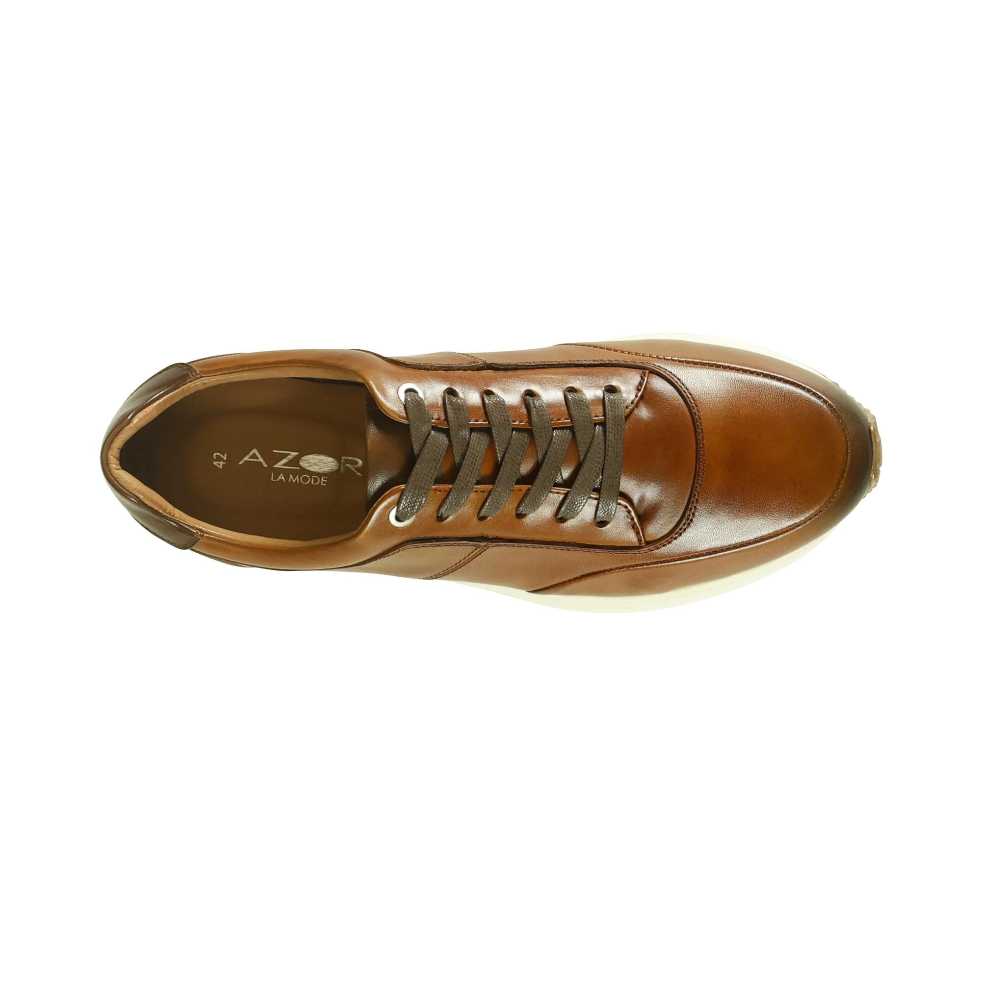 Azor Men's Premium Leather Trainer Tan: LC CALABRIA