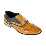 Front Men’s Two-Tone Leather Brogue Shoes Tan/navy: LC Spencer