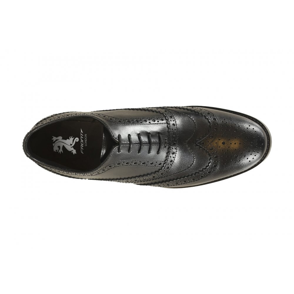 Front Classic Men's Leather Brogue Shoe Black: Diego