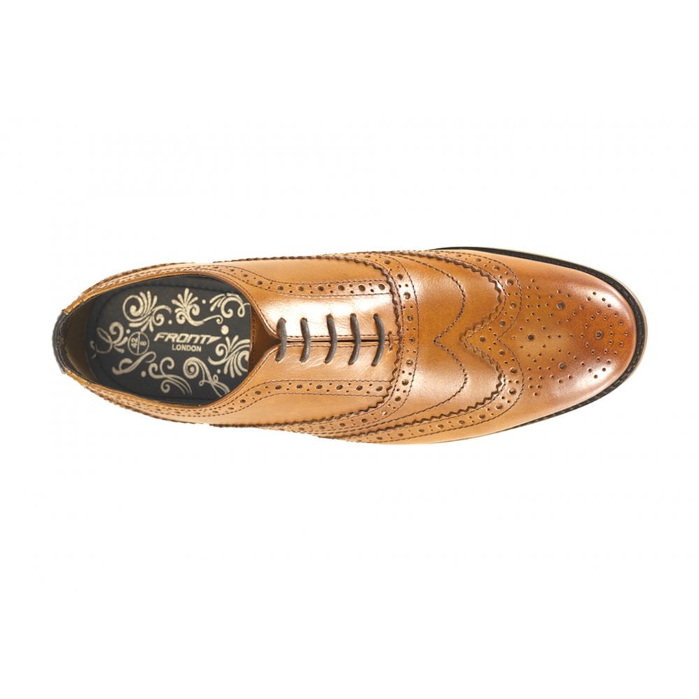Front Classic Men's Leather Brogue Shoe Tan: LC Diego