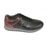 Front Men's Leather Casual Trainers Black/Burgundy: LC BRESCIA