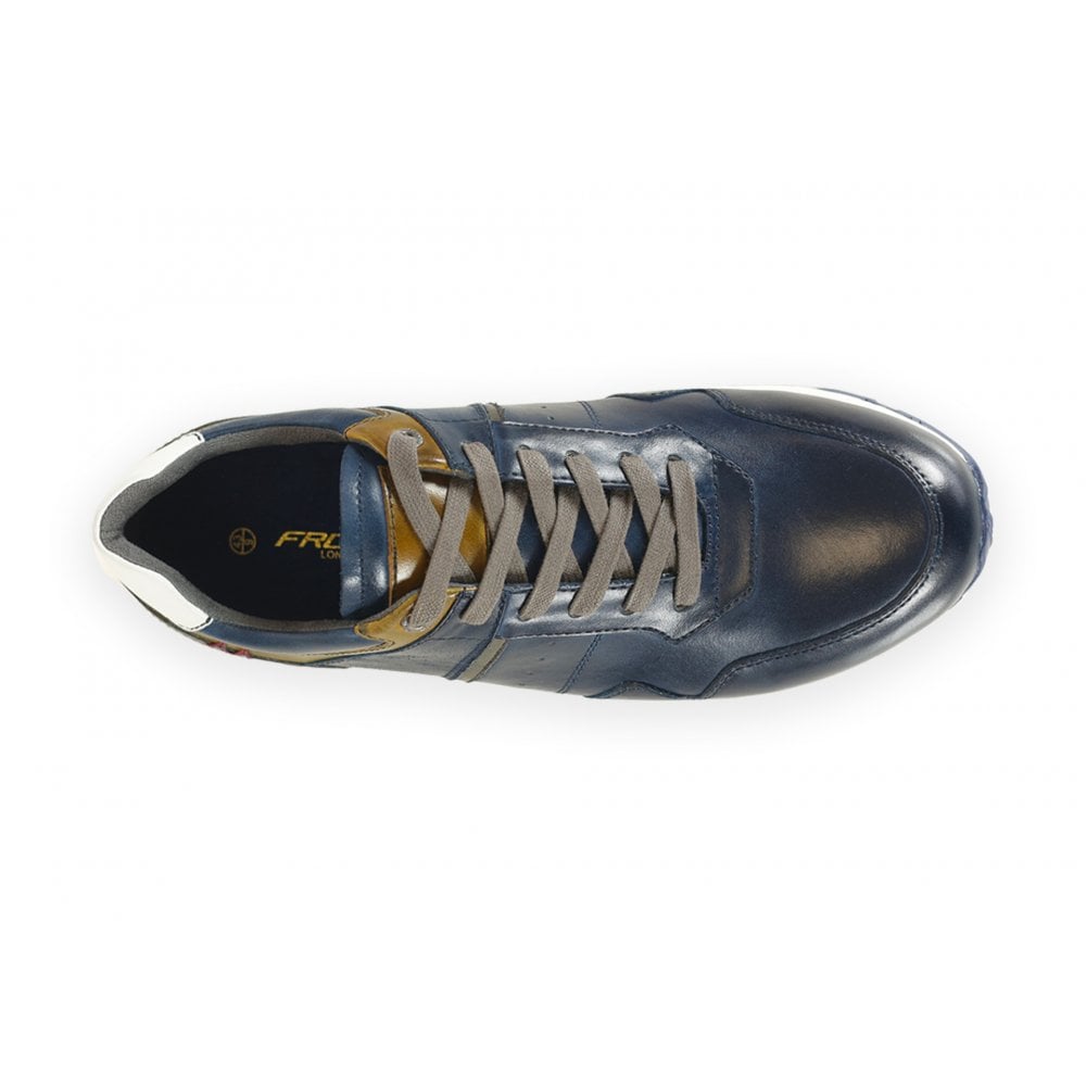 Front Men's Leather Casual Trainers Navy/Tan: LC BRESCIA