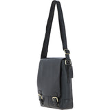 Classic A4 Leather Flap-Over Messenger Bag Black: Q-43
