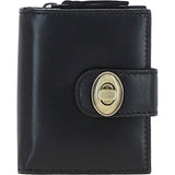 Ashwood Women's Leather Purse with Turnlock & Zip Pocket Black :V-90