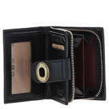 Ashwood Women's Leather Purse with Turnlock & Zip Pocket Black :V-90