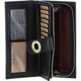 Ashwood Women's Leather Long Purse with Turnlock, Zip Pocket & Card Slots Black: V-91