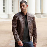 Ashwood Men's Leather Biker Jacket Aq Brown: 8055