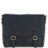 Gabicci Leather Messenger Bag with Crossbody Strap Black: GB-64957