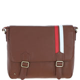 Gabicci Leather Messenger Bag with Striped Detail Tan: GB-64951