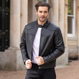 Ashwood Men's Leather Biker Jacket Black: 8055